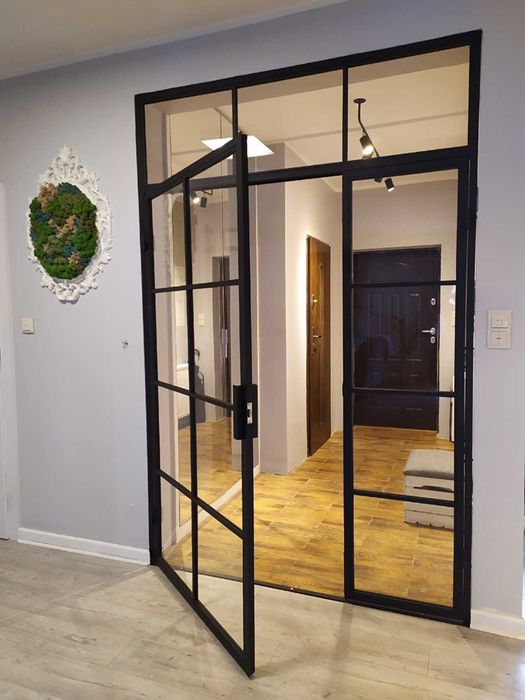 Ścianka LOFT drzwi loft zabudowa Ściana Metalowa WITRYNY DRZWI
