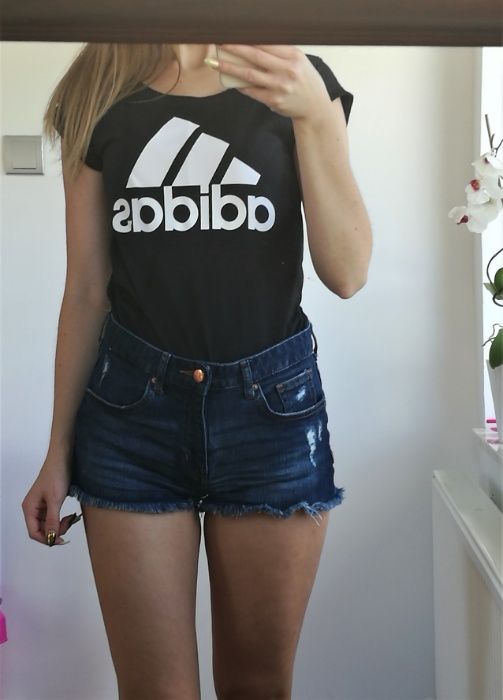 T-shirt koszulka Adidas xs Czarna białe Logo