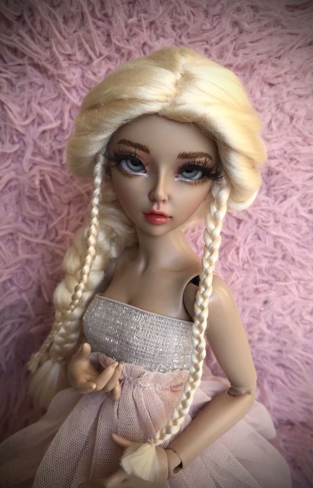 Peruka wig dla lalki BJD 1/4 blond Elsa 3