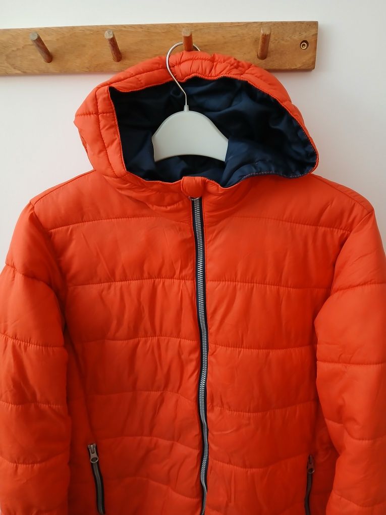 Zimowa kurtka z kapturem puchówka puffer 164cm