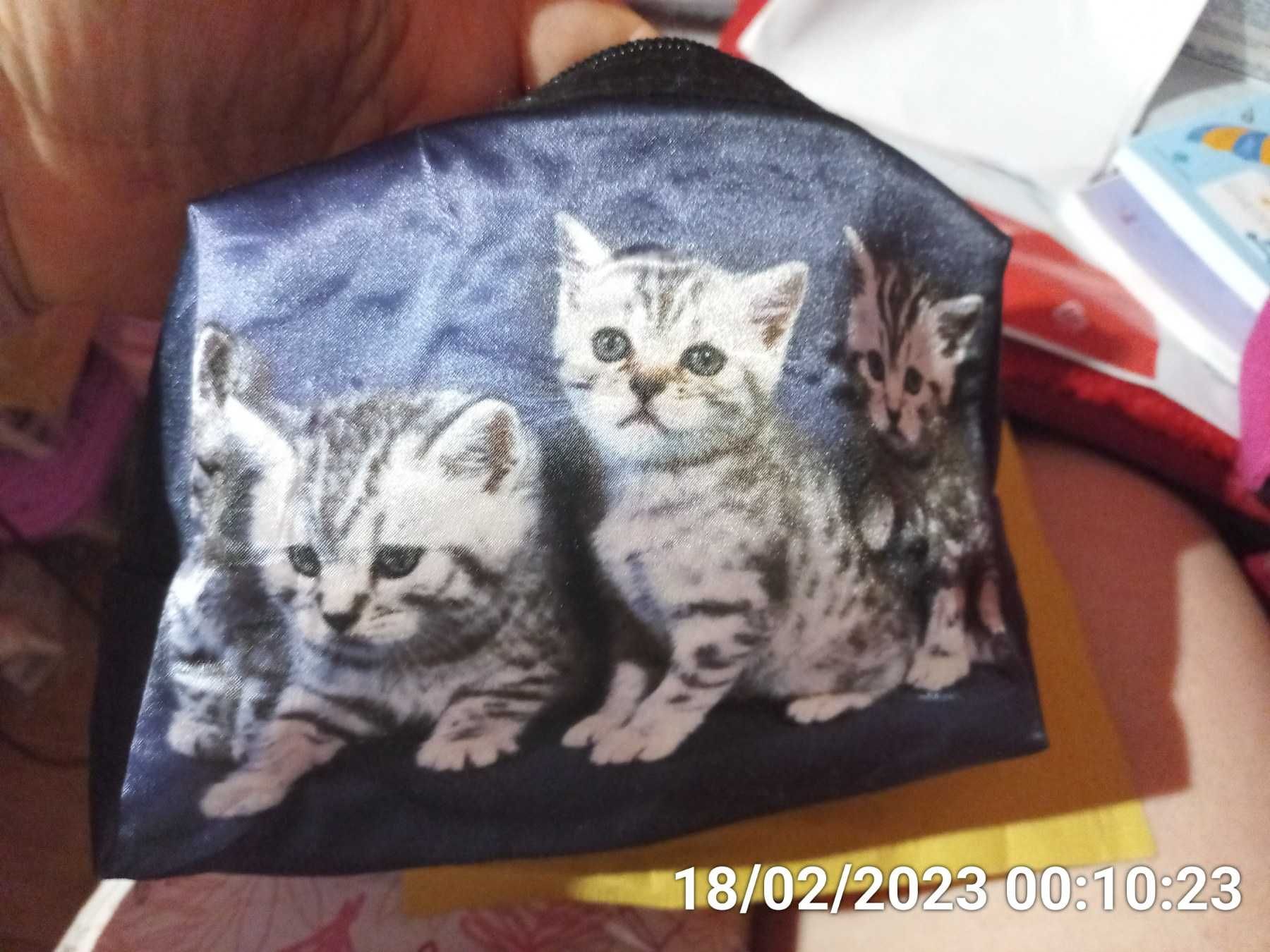 косметичка органайзер сумочка принт котята кошка синяя