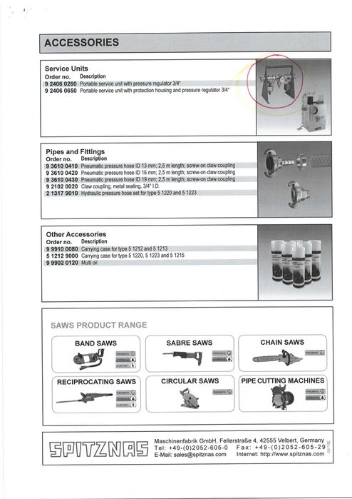 Serrote de corte pneumático ATEX marca SPTIZEAZ