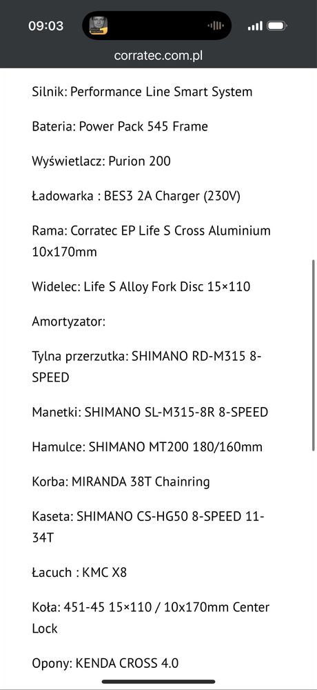 Rower elektryczny  Corratec