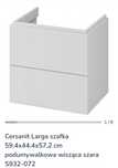 Cersanit Larga szafka 59,4x44,4x57,2 cm podumywalkowa wisząca szara