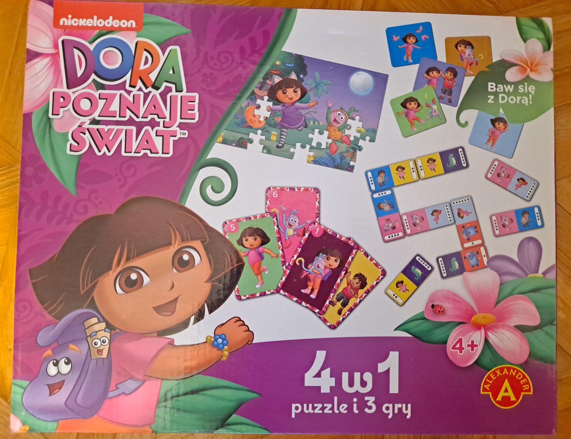 Dora poznaje świat 4 w 1 - puzzle i 3 gry