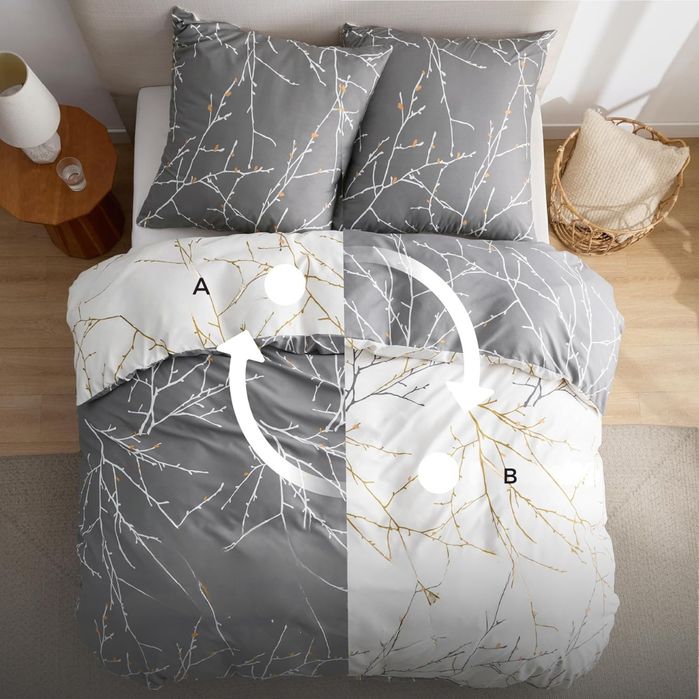 Elegancki Komplet Pościeli BEDSURE 135x200cm 4-częściowy Dwustronny