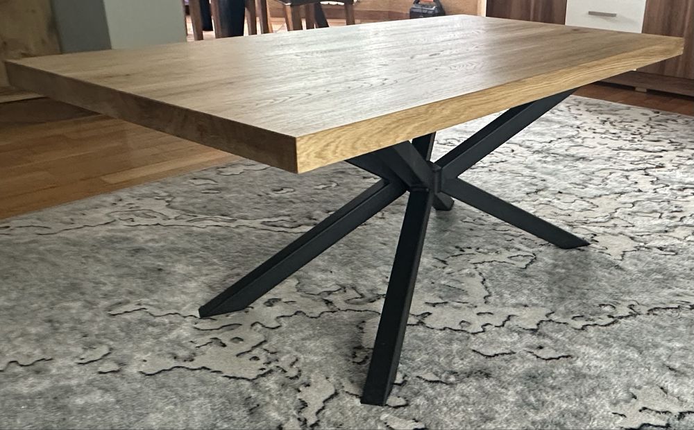 Stolik kawowy loft blat dębowy
