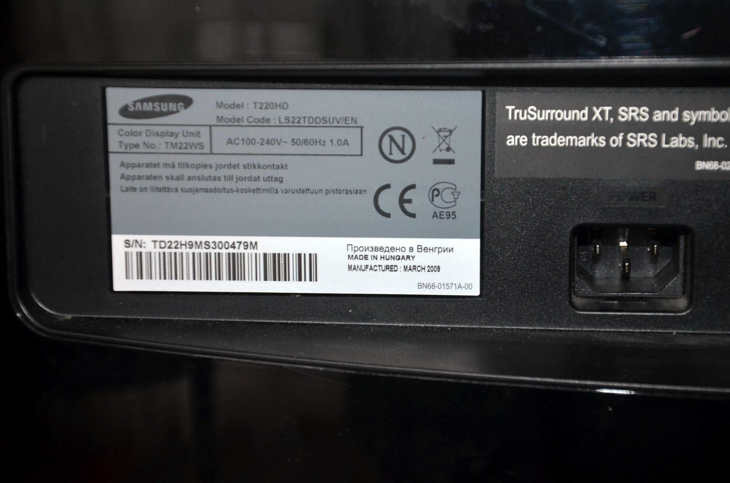 Samsung T220HD 22" - Monitor PC i odbiornik TV w jednym