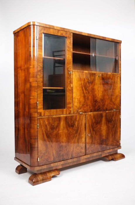 SEKRETERA ART DECO, polska lata 30ste, orzech, retro vintage renowacja