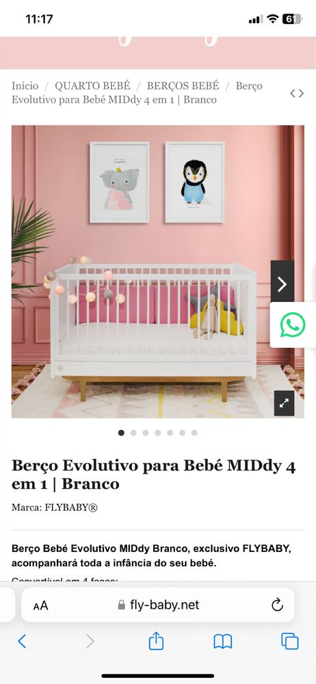 Mobilia quarto bebé (cama + cómoda) Flybaby-Preço novo 1400€