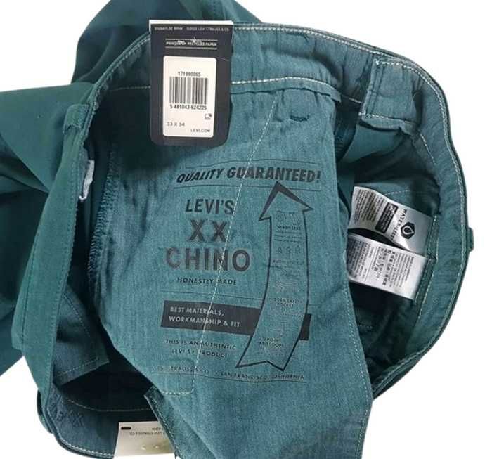 Męskie spodnie Levi's -XX Chino Slim Taper zielone nowe Levis -W33/L34