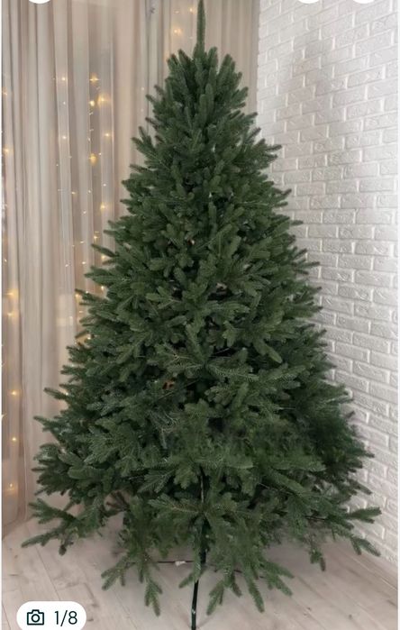 Штучна ялинка зелена блакитна засніжена ПВХ лита сосна звичайна ёлка