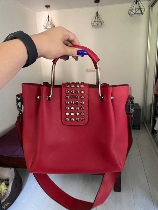 Сумка шкіряна червона (сумка кожаная крассная)