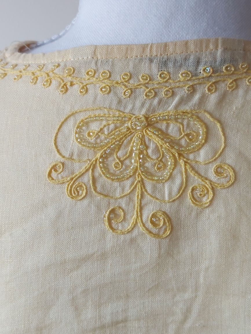 Túnica Amarelo Claro bordada - Zara - Tam° S