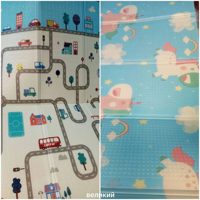 Складний дитячий двосторонній килимок Carrello 200*180см термоковрик