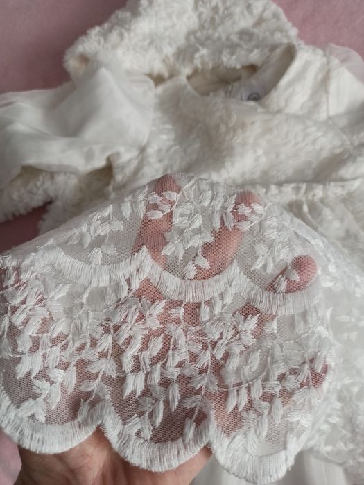 Zestaw do chrztu sukienka i płaszczyk