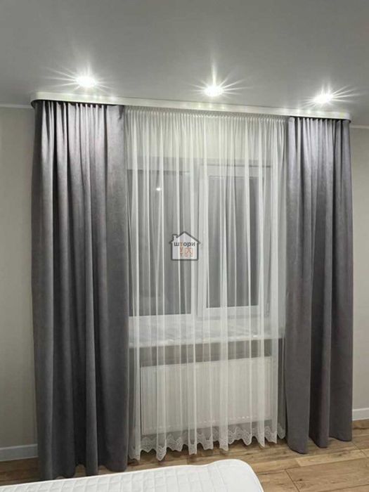 Штори графіт на тесьмі, темні мікровелюр micro сірі у вітальню/спальню