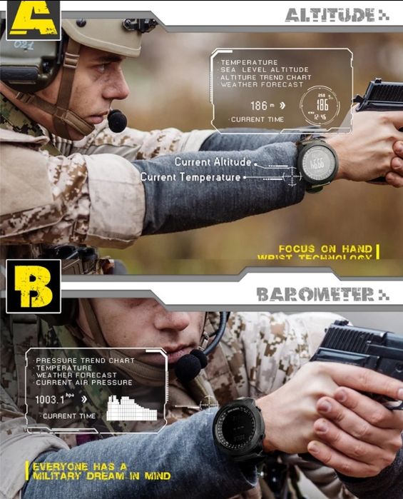 Тактические часы с компасом North Edge Apache 5BAR (японский механизм)