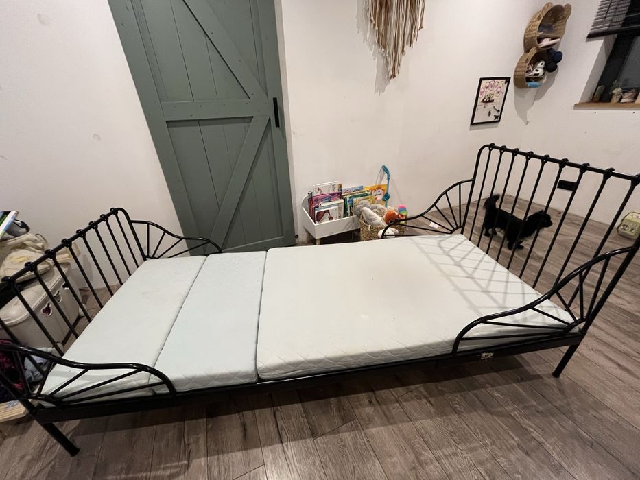 Lóżko 200x80 Ikea Minnen dzieciece  metalowe czarne loft