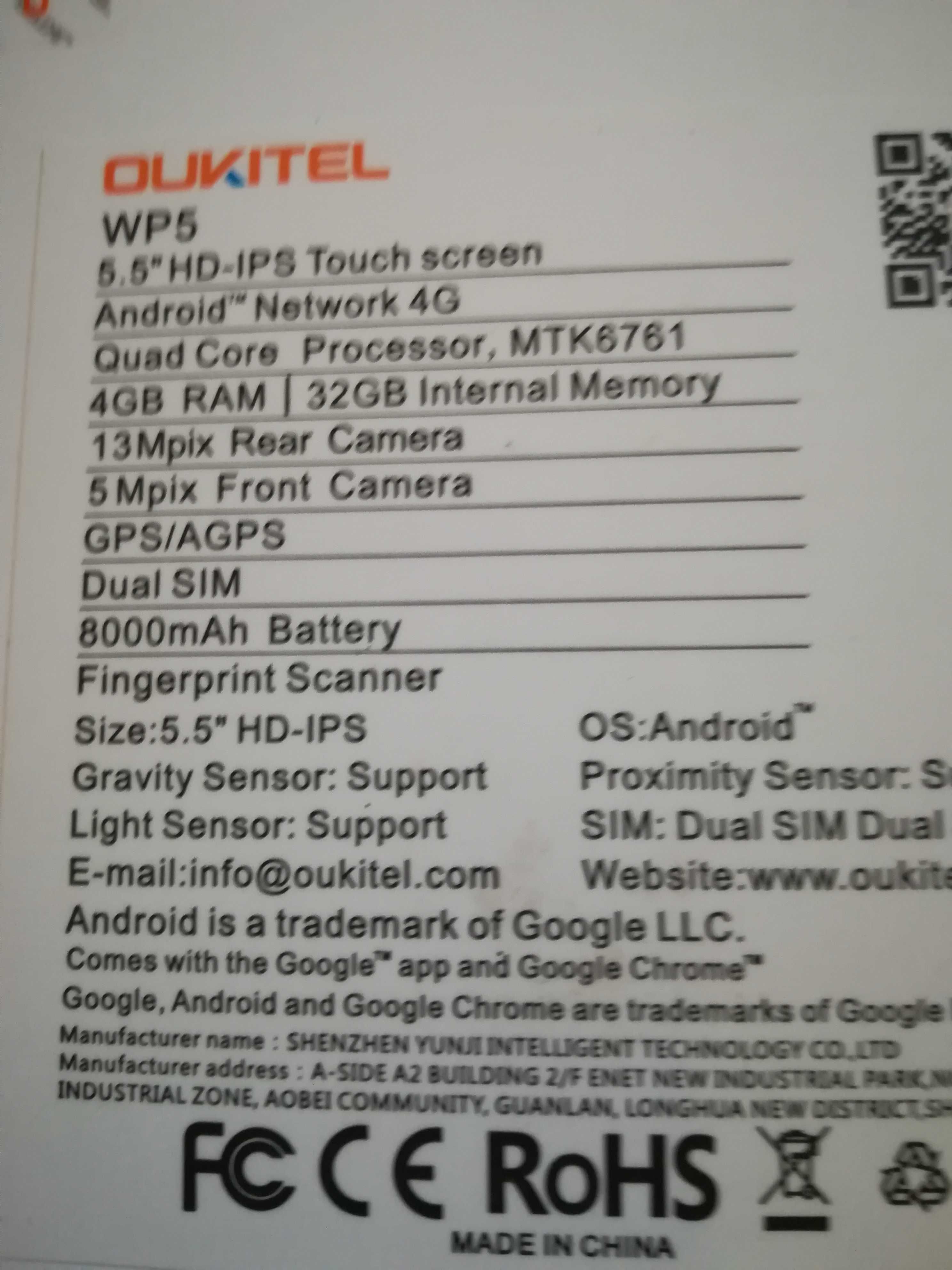 Smartfon OUKITEL WP5 4/32GB 5.5" Czarny, używany