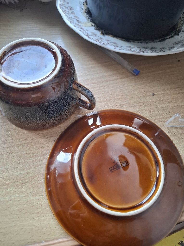 Zestaw,duo.Filizanka plus talerzyk porcelana Mirostowice.PRL