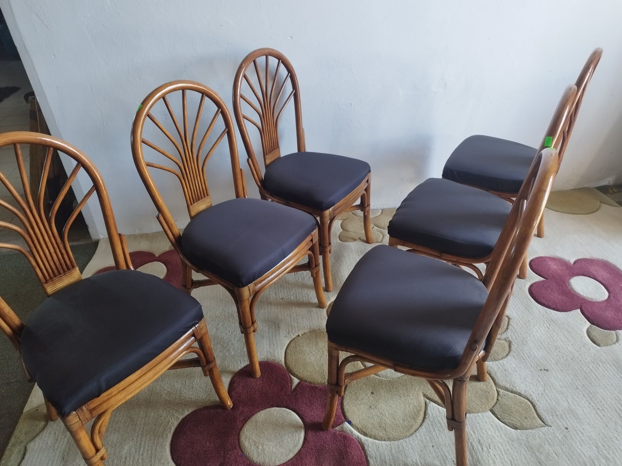 krzesła rattanowe VINTAGE 6 sztuk kuchenne tarasowe