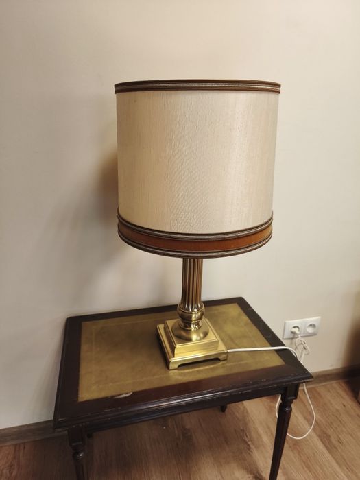 Lampa stołowa gabinetowa złota retro mosiądz
