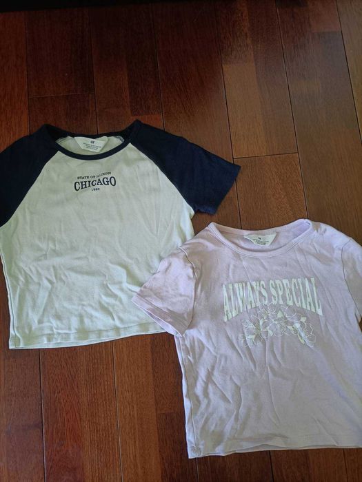 dwie bluzki krótkie bawełniane H&M r. 146/152 10/12 lat