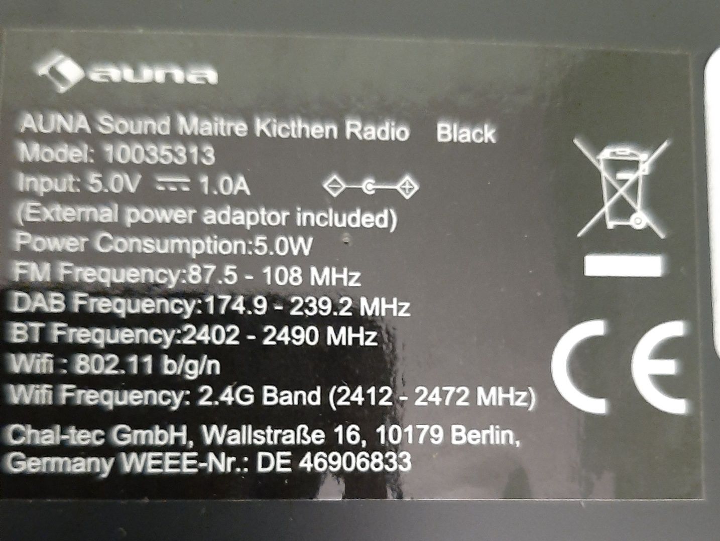 Кухонное радио Auna Sound Maötre Интернет/DAB+/FM BT AUX Black