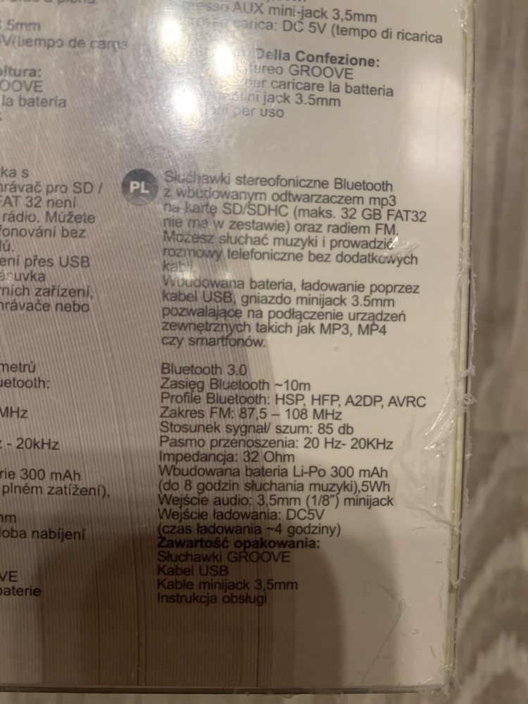 Nowe Słuchawki Bluetooth, wbudowany odtwarzacz MP3, radio, mikrofon