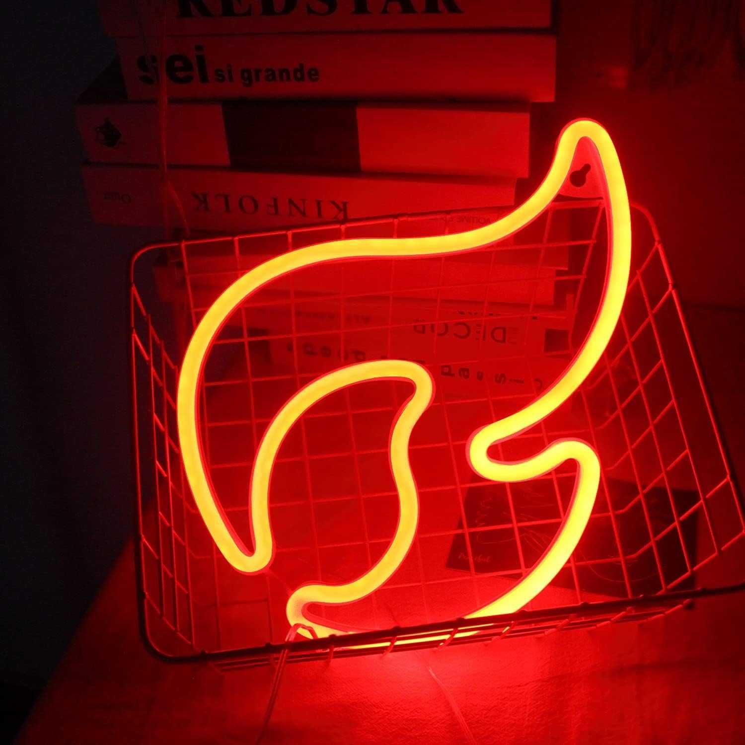 Sinal Luminoso Néon LED em Acrílico "Chama, Fogo "