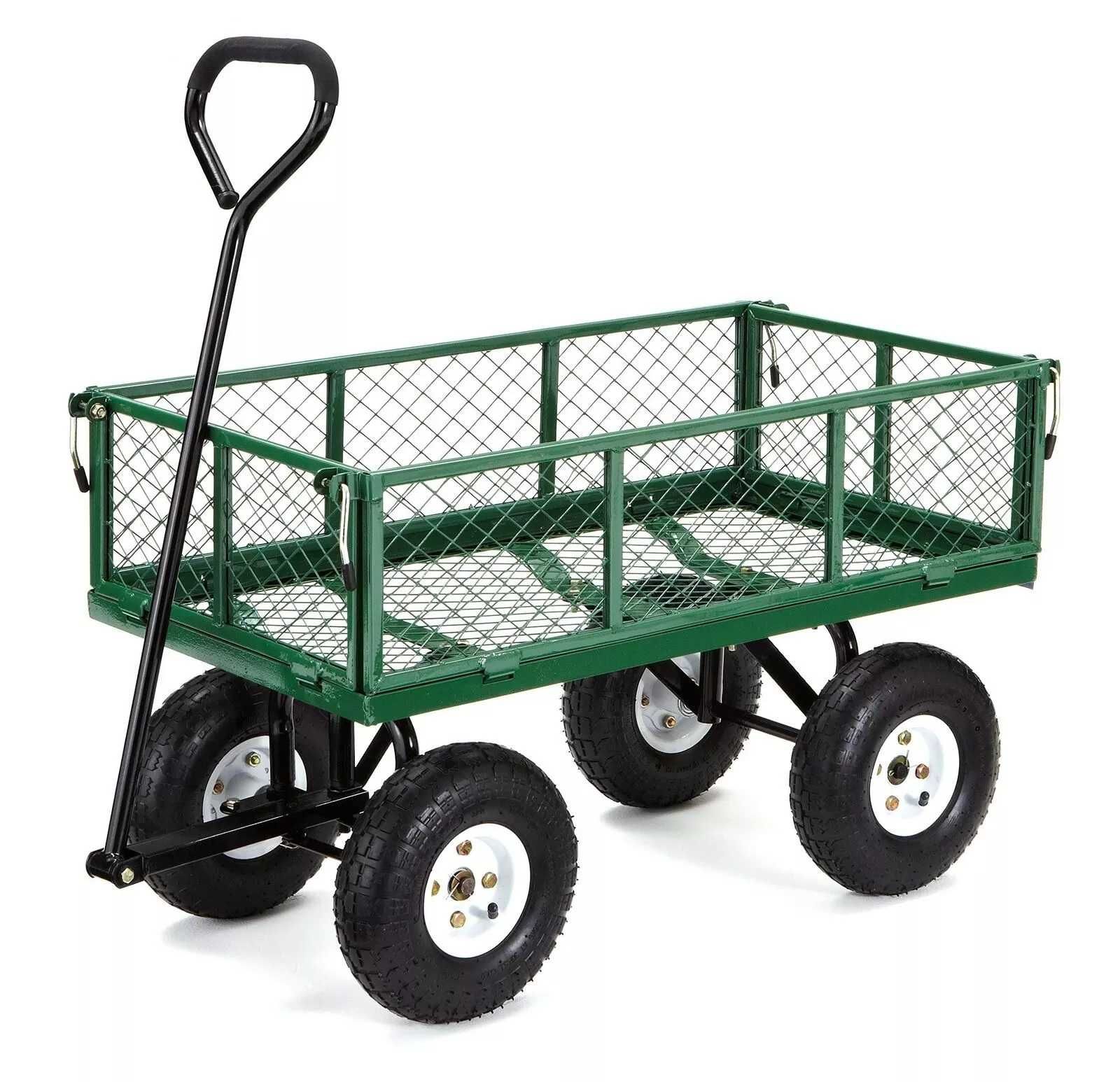 Wózek ogrodowy ze składanymi burtami, transportowa taczka przyczepka