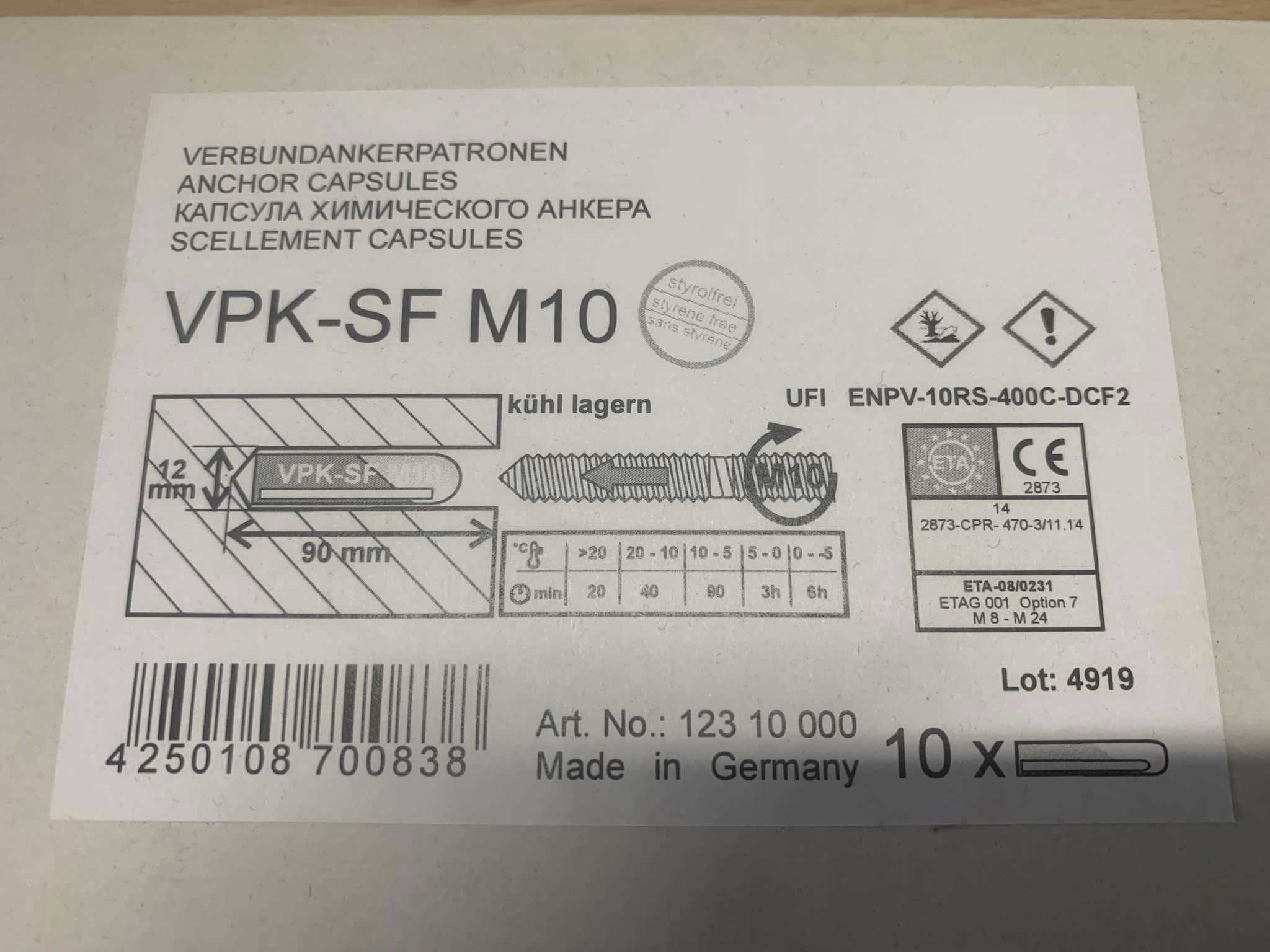 Kotwa chemiczna M10 WKRĘCANA | Zaprawa do betonu | 10 ampułek