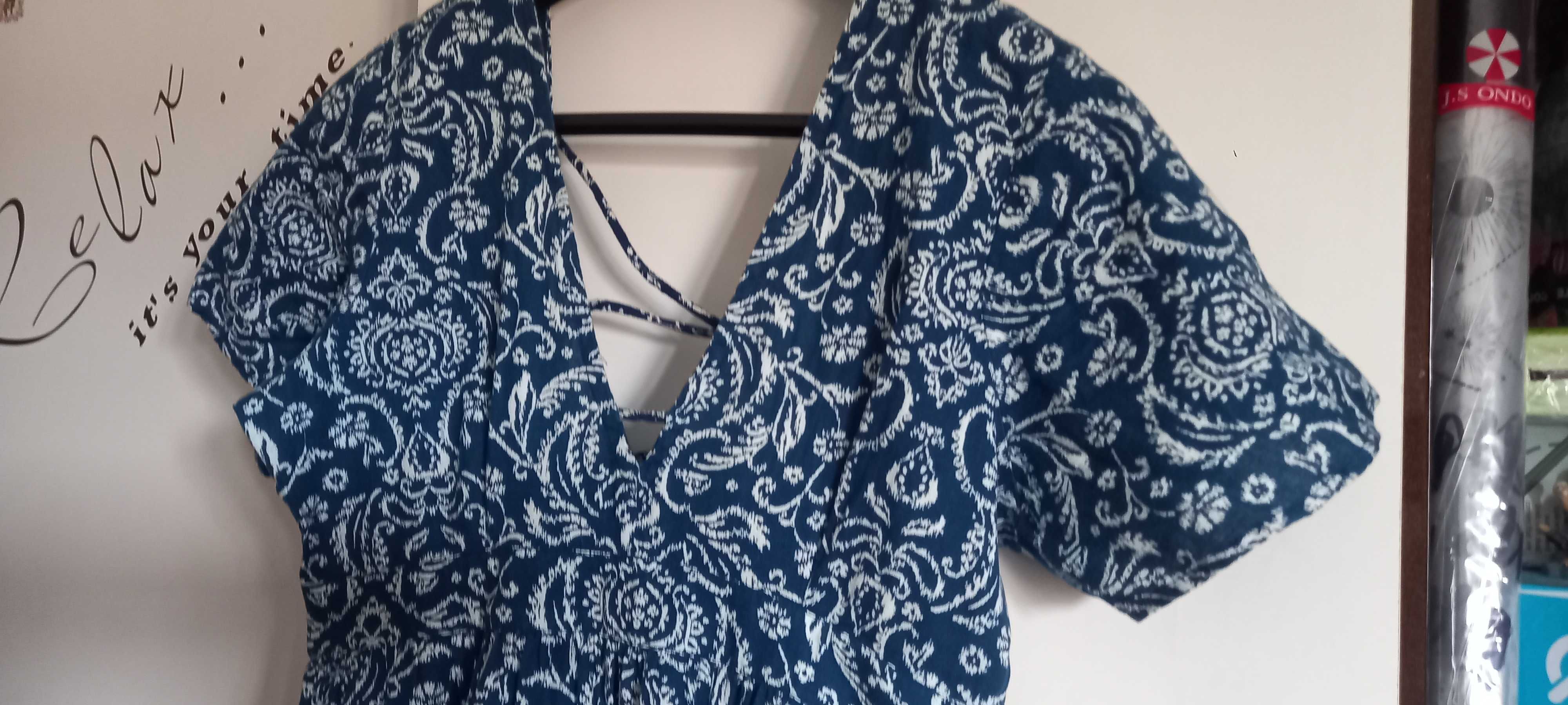 Vestido comprido azul e branco, de verão, 38 - Springfield