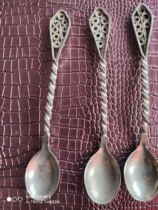 Stare łyżeczki do herbaty filigran vintage ręcznie robione