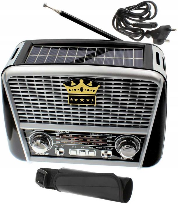 RADIO SOLARNE przenośne retro na akumulator Bluetooth FM AM SW SD USB