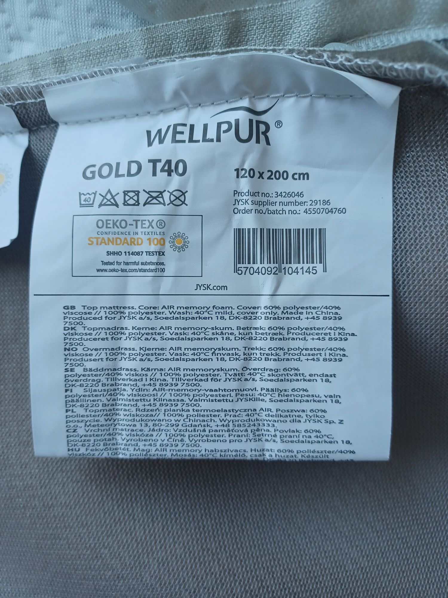 Wellpur topmaterac GOLD T40