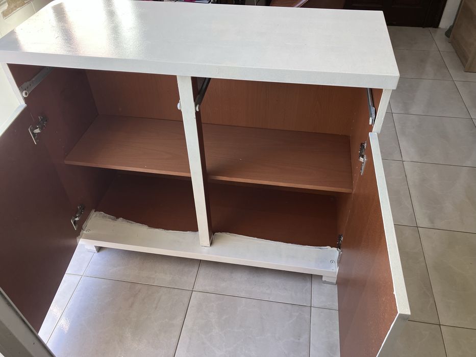 Aparador / movel  madeira cerejeira branco com 2 gavetas