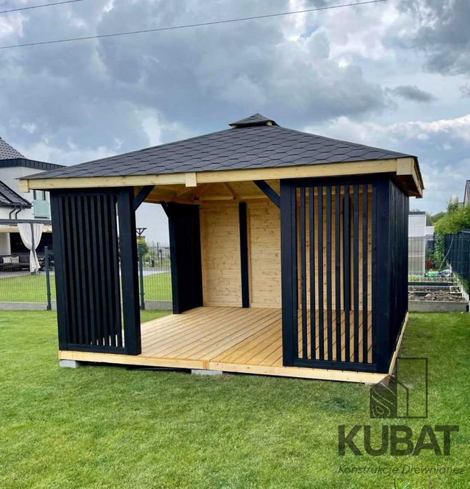nowoczesna altana 4x4 | altanka z lamelami| altana drewniana