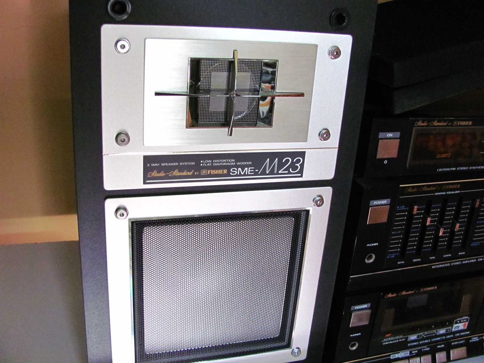 Wieża FISHER wzmacniacz tuner magnetofon deck + dwie kolumny