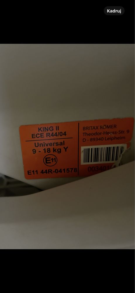 Fotelik britax King II ATS