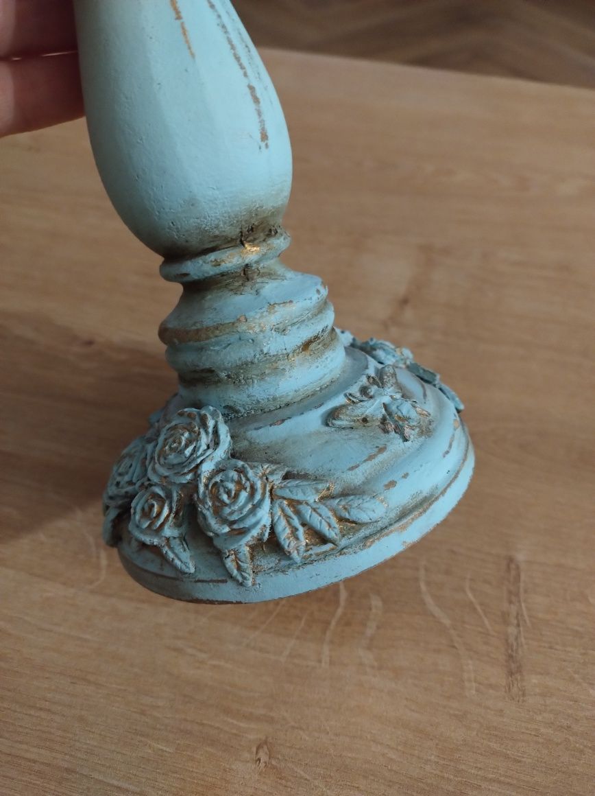Świecznik hand made ręcznie wykonany pięknie zdobiony złocony cudo