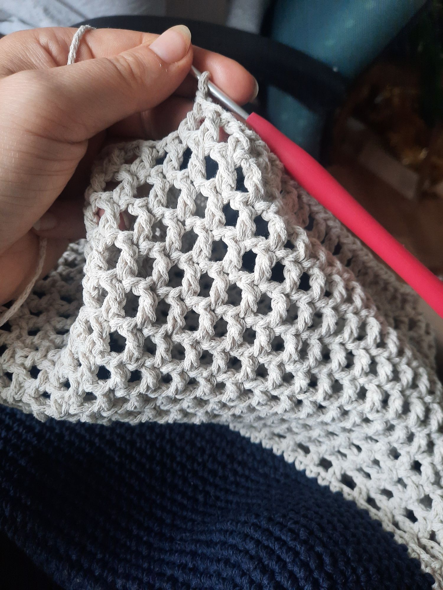 Torba paryżanka siatka ze sznurka bawełnianego handmade