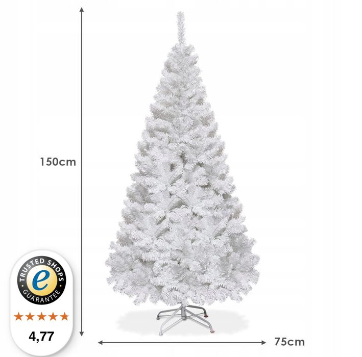 Sztuczna choinka biała ze stojakiem 150cm