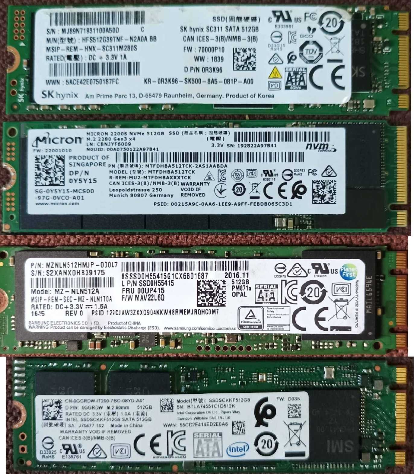 SSD 2.5/M2 128-192-256-512-800-1000GB (Samsung) intel
