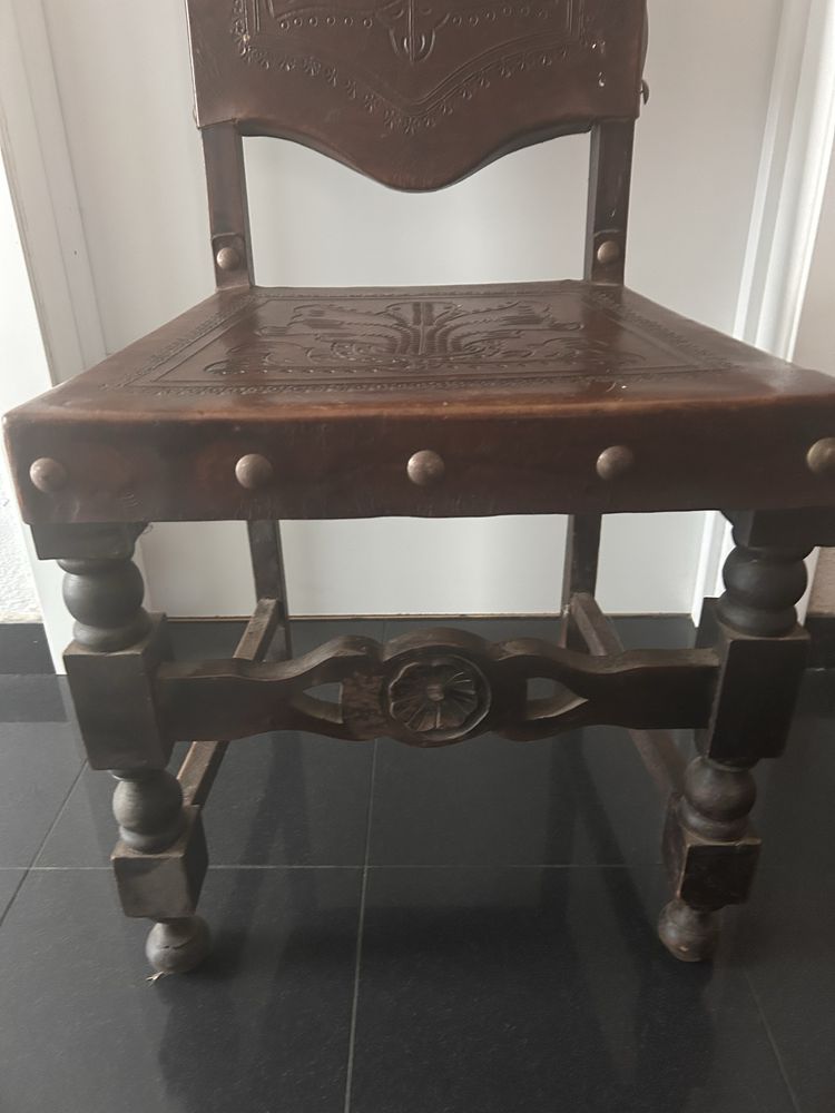Cadeiras de couro vintage -conjunto de 8 cadeiras