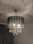 Lampa sufitowa wisząca czarna z kryształkami 2 szt