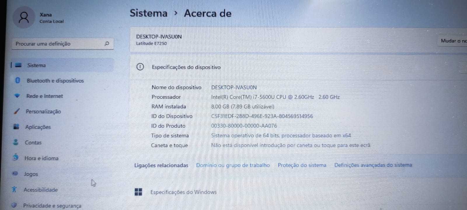 Dell Latitude E7250, proc i7 2.60, 8Gb, 256ssd
