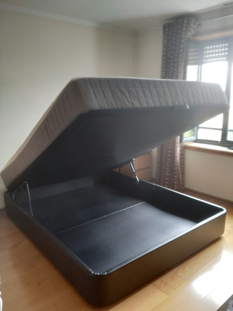 Cama sommier ikea kvitsoy +/- colchão hovag 160*200 - Novo Preço!