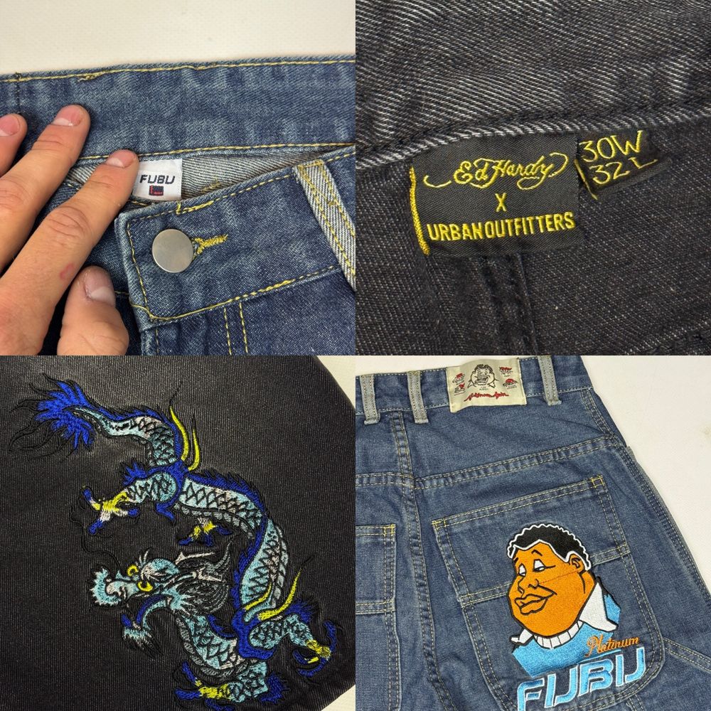 Шорты fubu x ed hardy rap джинсовые джинсовие